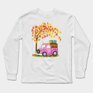 Vintage Car And Autumn Tree Art Long Sleeve T-Shirt